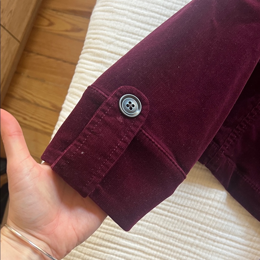 LOFT Burgundy Velvet Belted Utility Jacket - Picture 4 of 5